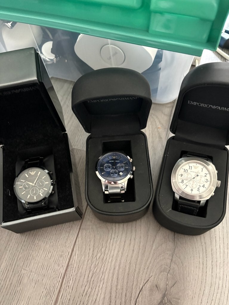 3x Emporio Armani herenhorloges –  inclusief originele doos, Bijoux, Sacs & Beauté, Montres | Hommes, Montre-bracelet, Autres marques