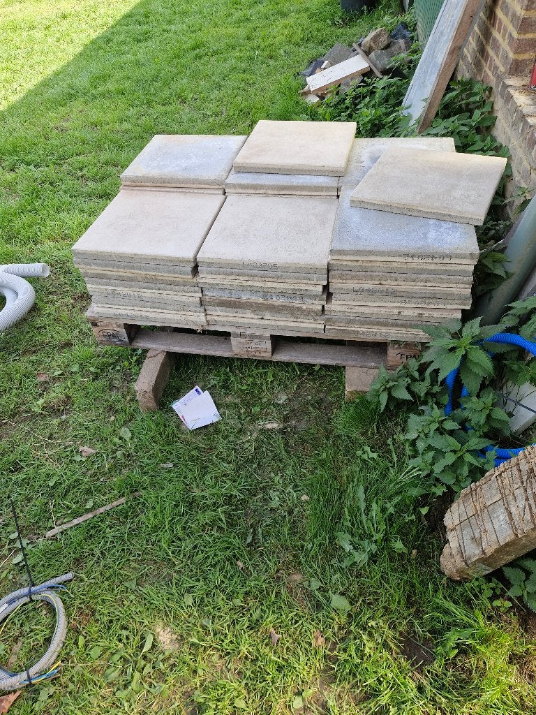 Terrastegels beton beige, Ophalen, Gebruikt, 5 tot 10 m², Beton