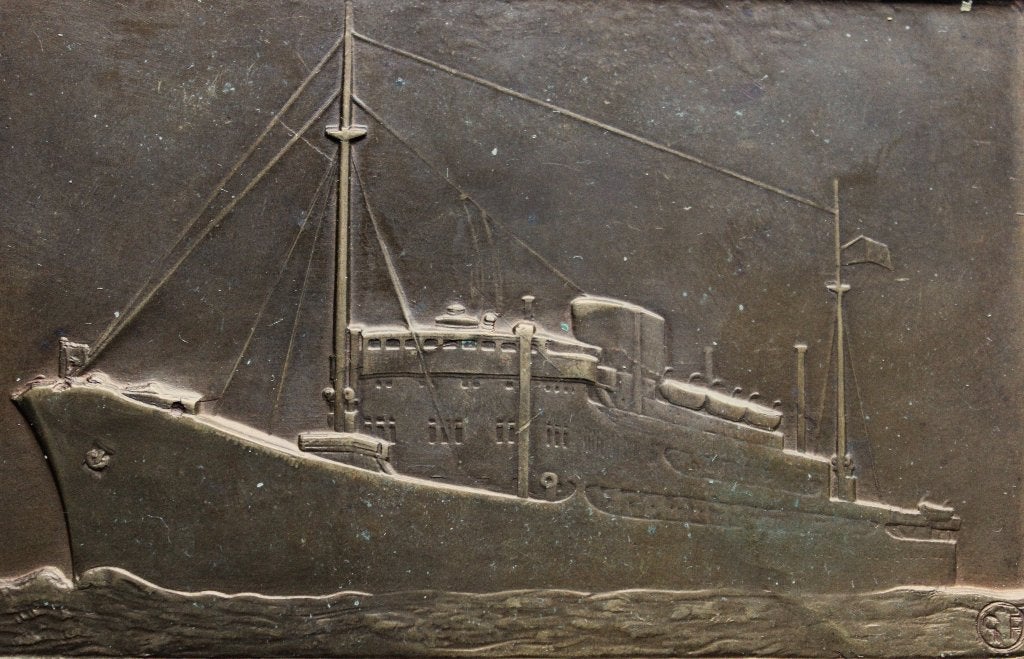 Bronzen Plak~~ Compagnie Maritime Belge ~~ 1895-1945. C.M.B., Enlèvement ou Envoi, Bronze