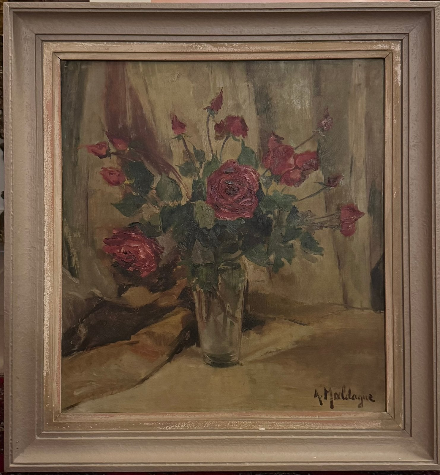 Peinture à l'huile atmosphérique, nature morte de fleurs, Antiquités & Art, Art | Peinture | Classique, Daté, Peinture à l'huile