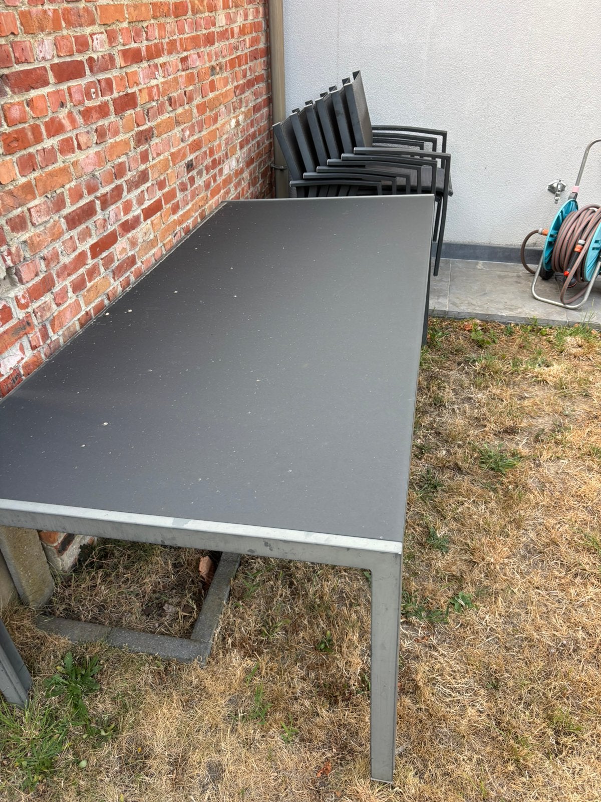 Tuintafel met 6 stoelen, Ophalen, Gebruikt, Rechthoekig, Aluminium