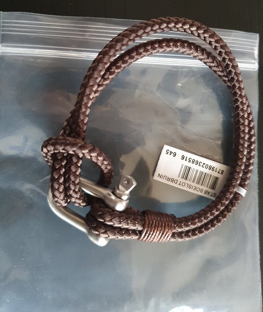 Stalen herenarmband boeisluiting donkerbruin van Lucardi, Handtassen en Accessoires, Armbanden, Nieuw, Bruin, Ophalen of Verzenden