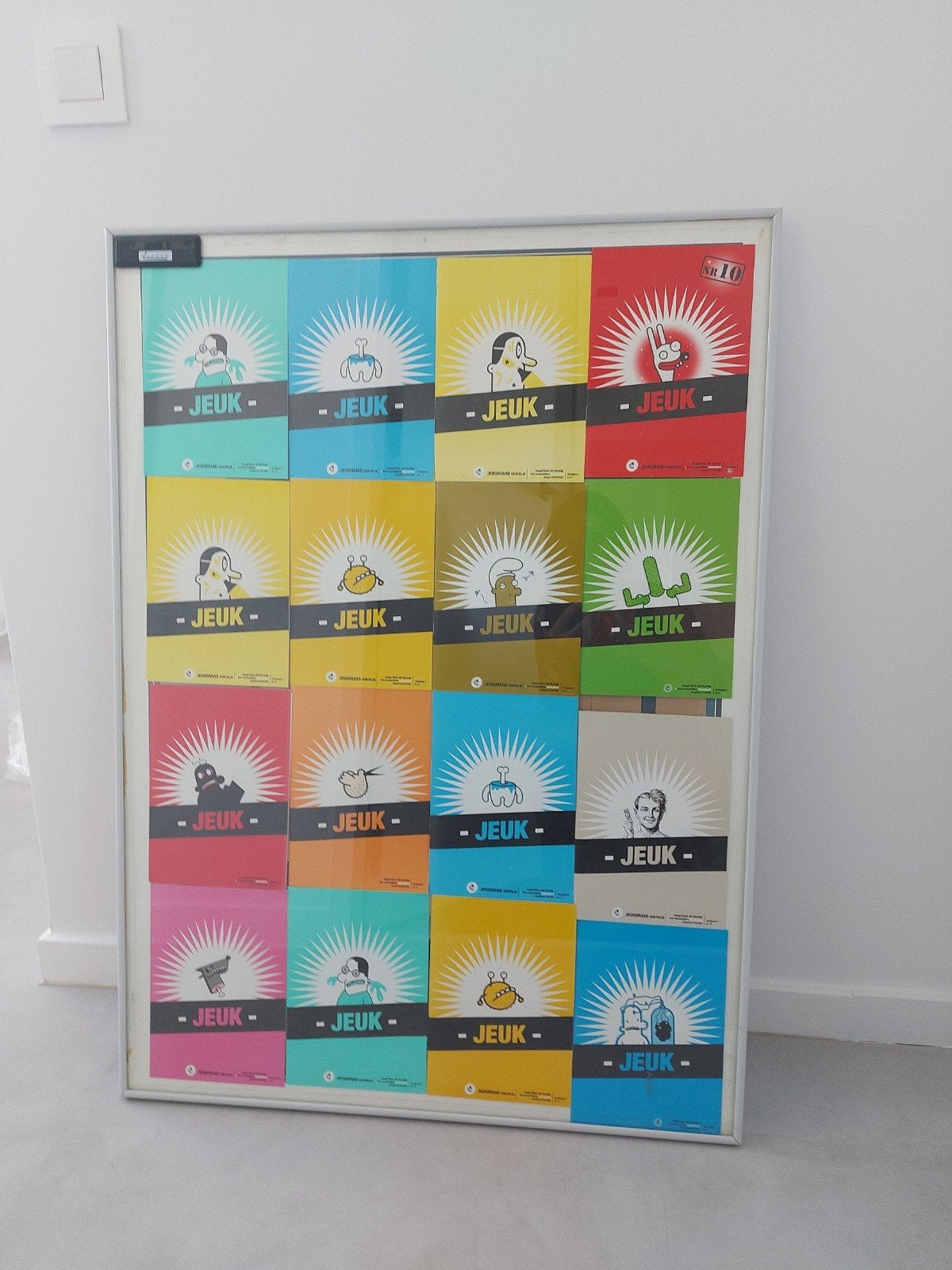 Grand cadre en métal/verre, Enlèvement, Verre, Gris