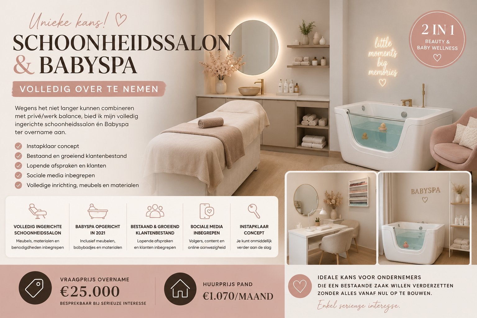 Schoonheidssalon + Babyspa volledig over te nemen