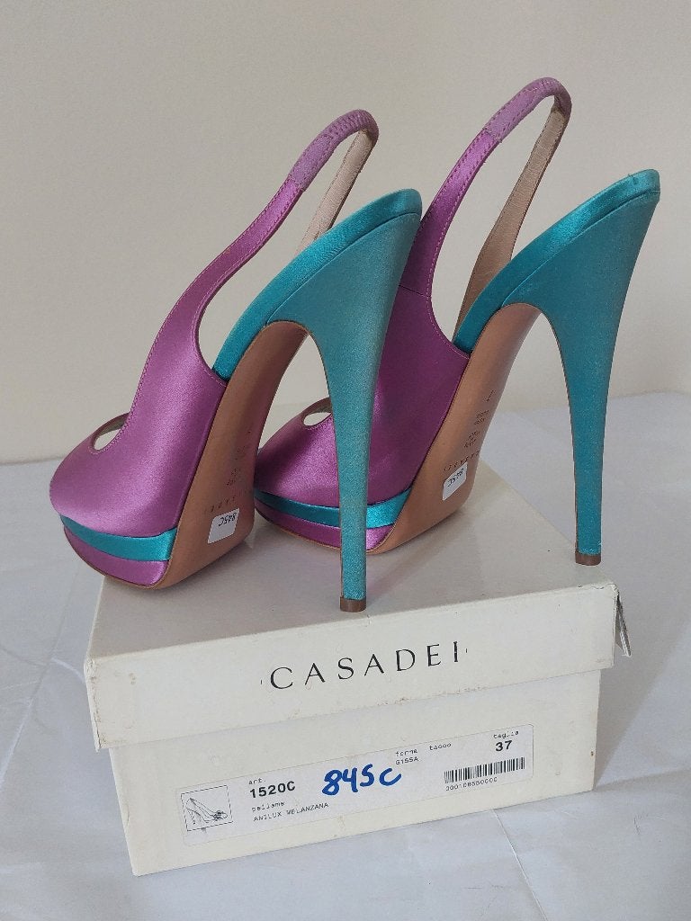 845C* Casadei - sexy tweekleurige sandalen hoge hakken (37), Overige kleuren, Verzenden, Nieuw, Schoenen met hoge hakken