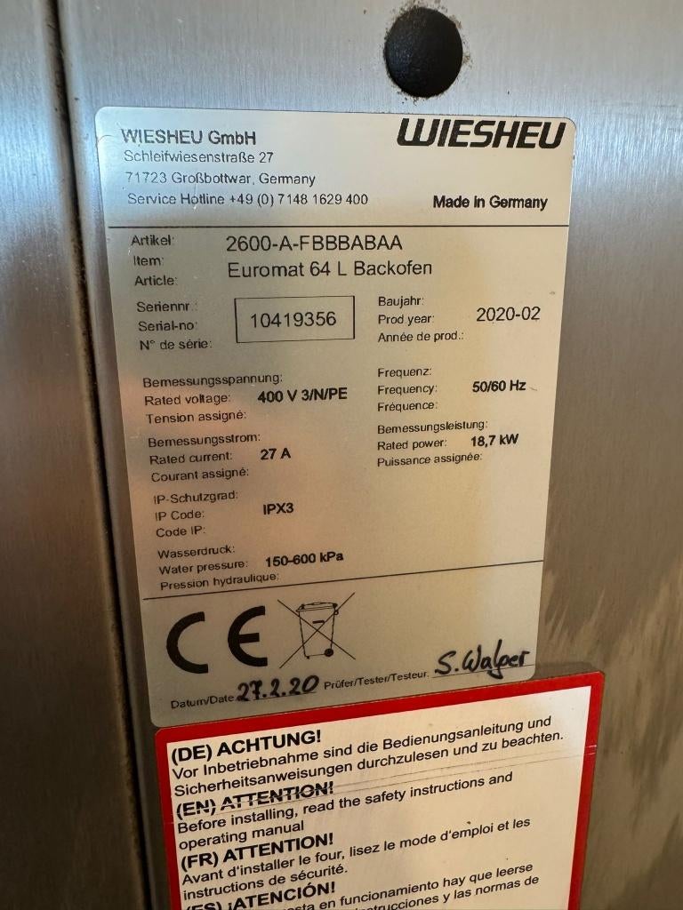 Wiesheu Euromat 64 L  Professionele bakoven  Topstaat, Elektronische apparatuur, Ovens, Ophalen of Verzenden, Oven