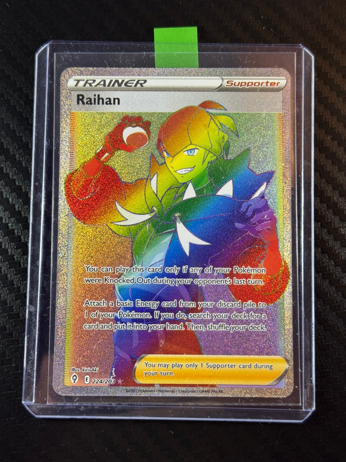 Raihan | Trainer | Holo | RR | Evolving Skies | #224/203, Ophalen of Verzenden, Zo goed als nieuw, Losse kaart