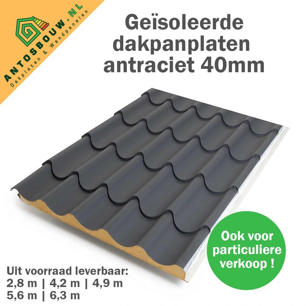 Geïsoleerde Dakpanplaten 40 mm dik, Enlèvement, Neuf, Noir, Plaque de toiture ou Plaque de tuile