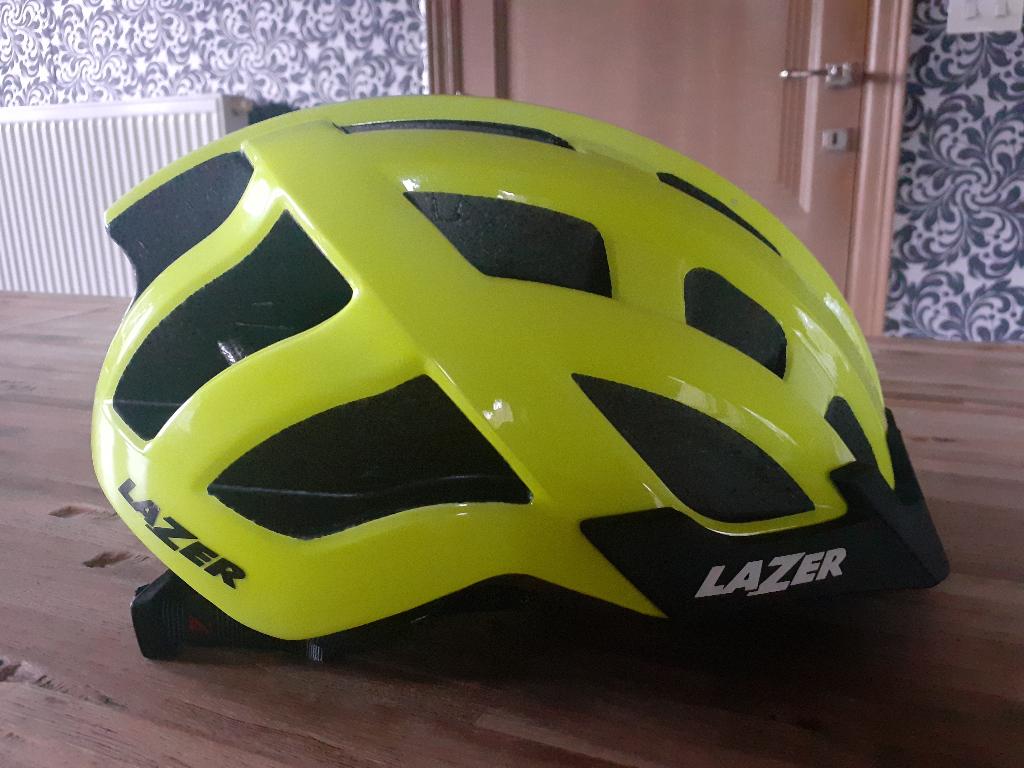LAZER compact gele fluor helm fietshelm, Ophalen of Verzenden, Zo goed als nieuw, Heer of Dame, Laser