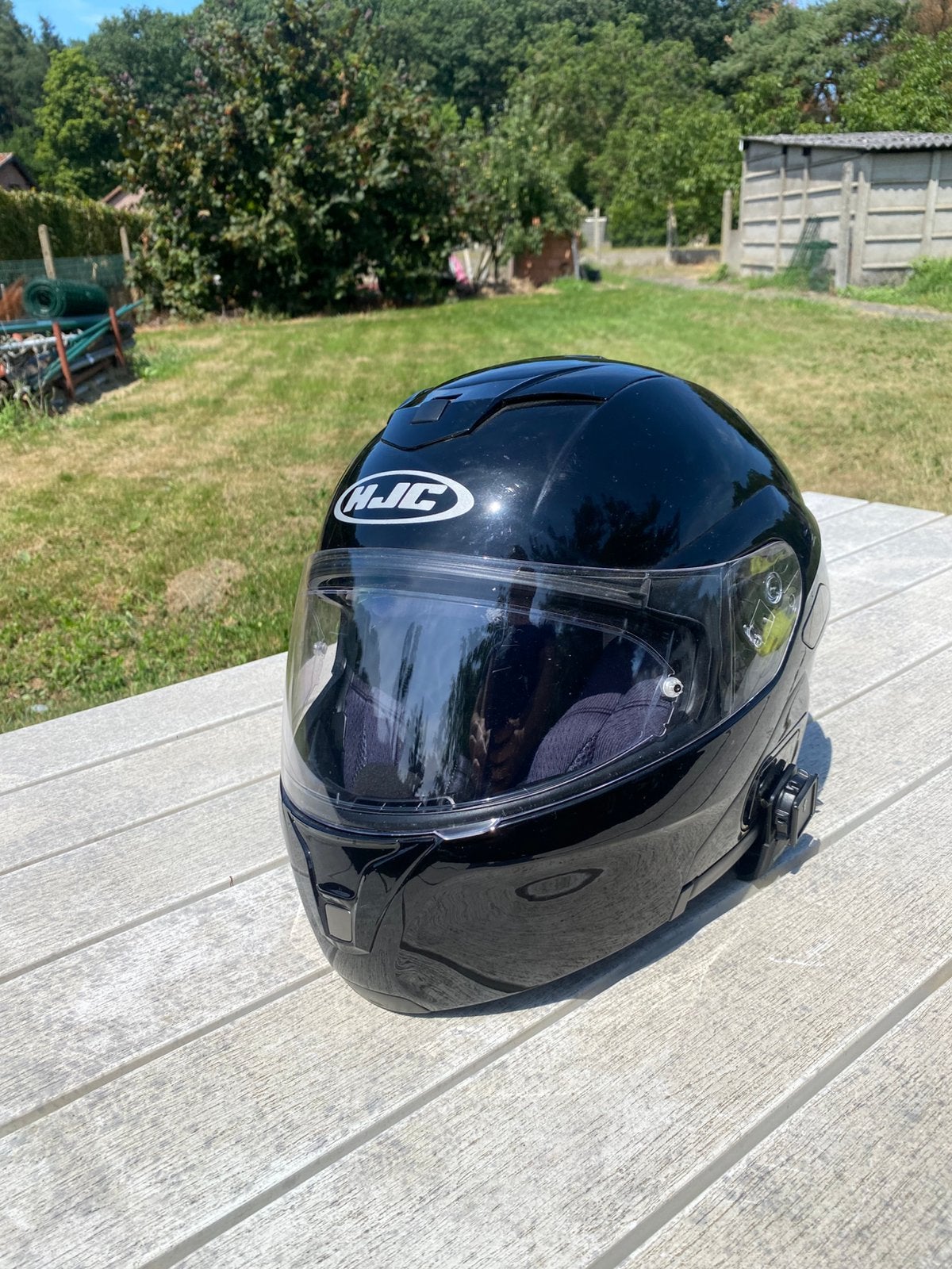 Motorhelm HJC SY-MAX III -XS (54 cm) - SENA 10C bedrading, Motoren, Ophalen, XS, Systeemhelm, HJC