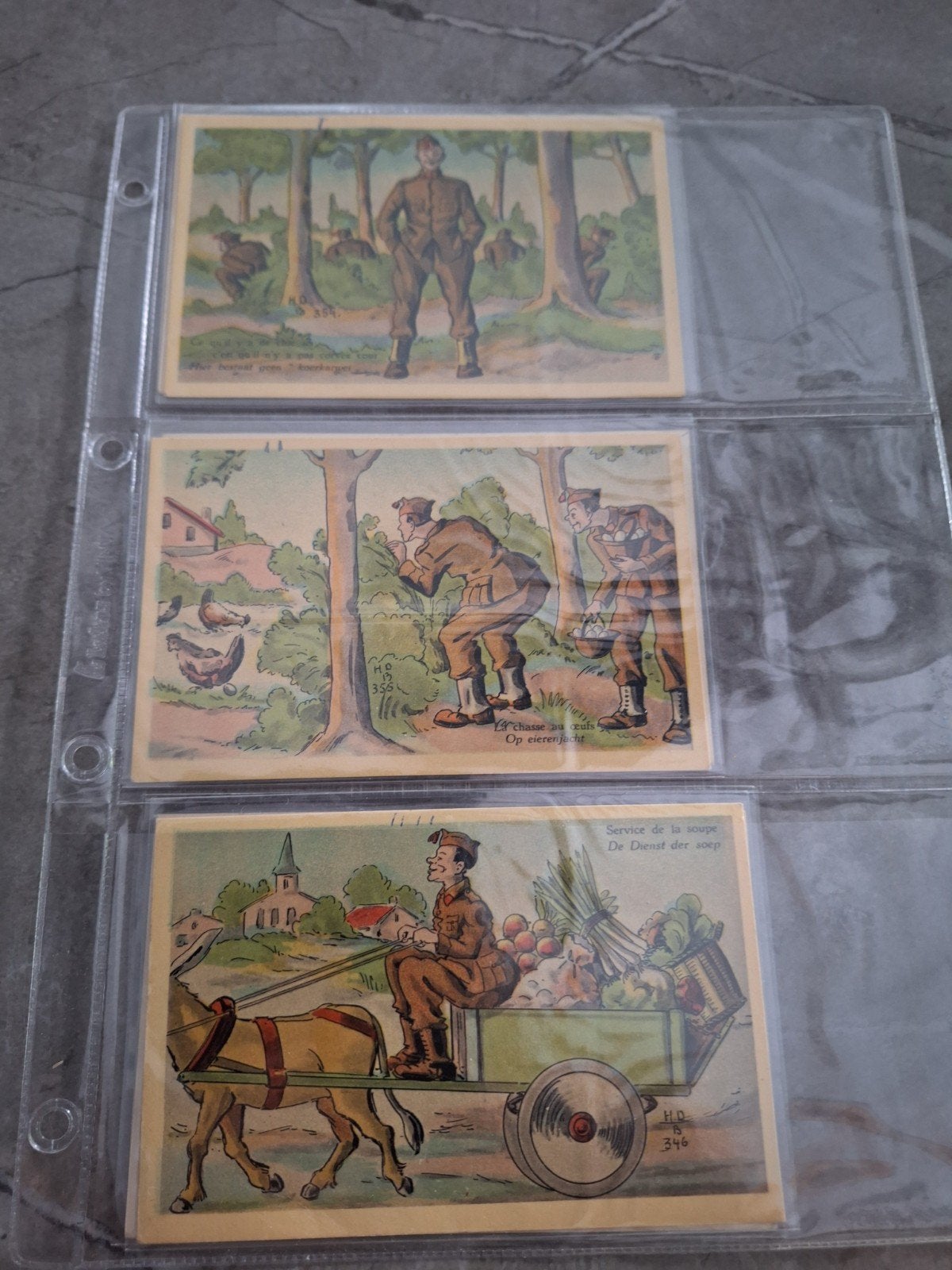 Cartes humoristiques de l'armée des années 60 et 70., Enlèvement ou Envoi