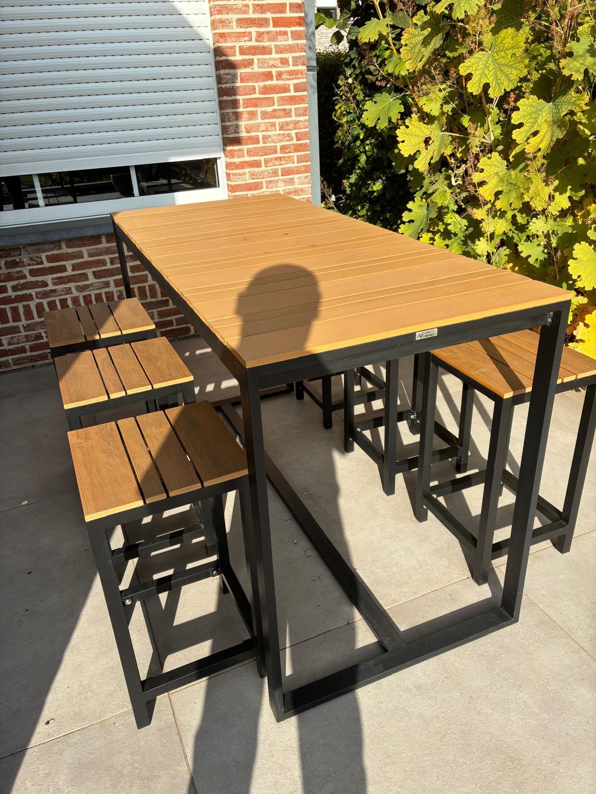 Bartafel met 6 krukjes, Tuin en Terras, Ophalen, Zo goed als nieuw