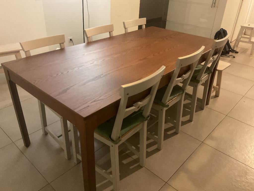 table à manger avec rallonge + chaises, Ophalen, 50 tot 100 cm, Zo goed als nieuw, Vijf personen of meer