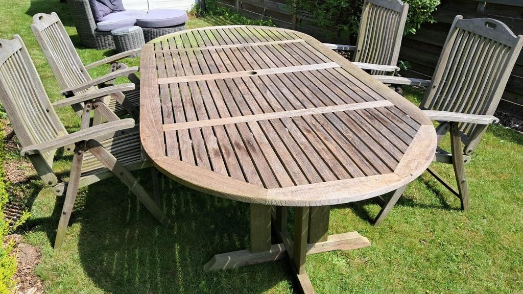 Tuintafel met 6 stoelen (teak), Ophalen, Teakhout, Stoel