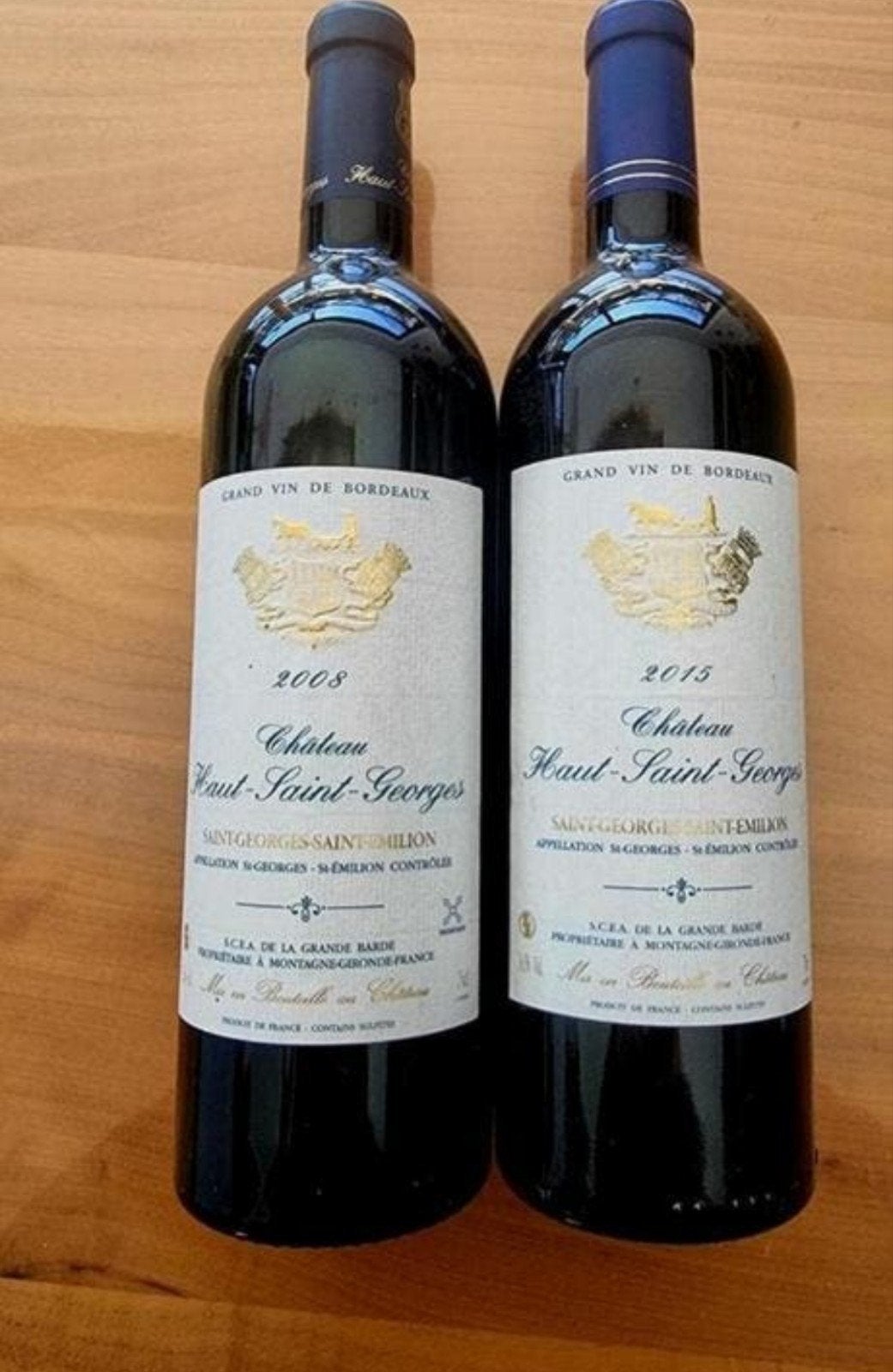 2 x grand vin de bordeaux saint georges saint emilion, Collections, Enlèvement