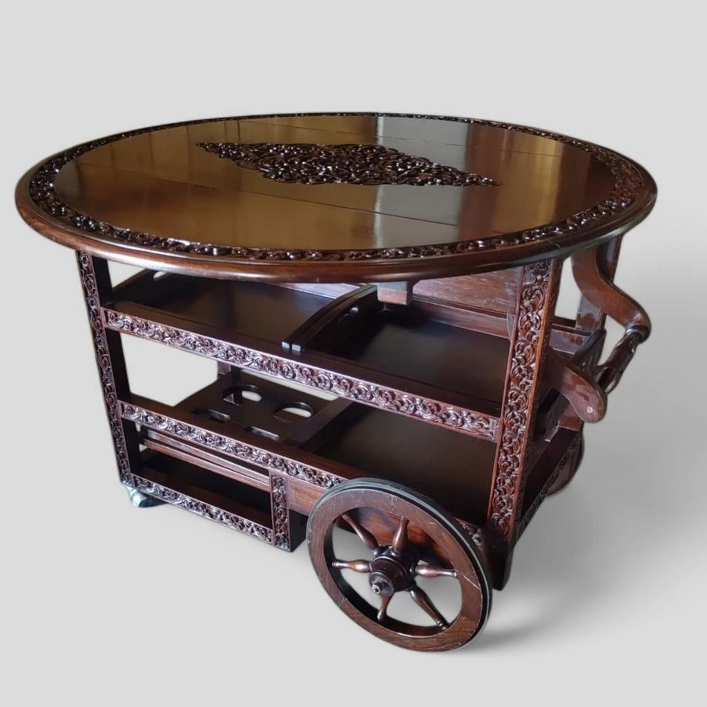Vintage mahonie theewagen (1960–1980)
Elegante houten theewa, Ophalen