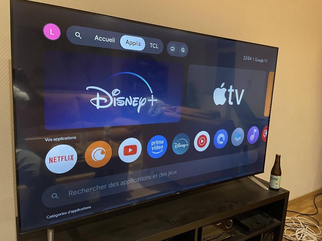 Smart TV TCL HDR 4K 65", QLED, Zo goed als nieuw, 100 Hz, 100 cm of meer