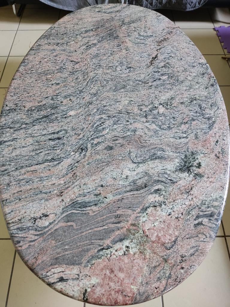 Prachtige chique granieten grote ovale salontafel, Ophalen, Ovaal