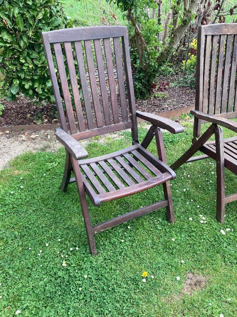 6 Fauteuils de jardin en Teck, Enlèvement, Utilisé, Pliant