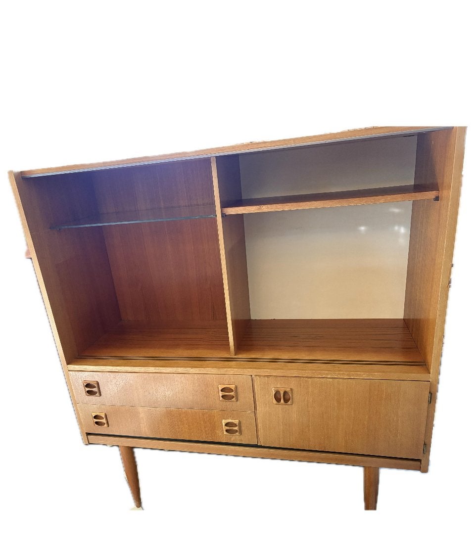Vintage vitrinekast jaren 70, Ophalen, Met deur(en), 150 tot 200 cm, 150 tot 200 cm