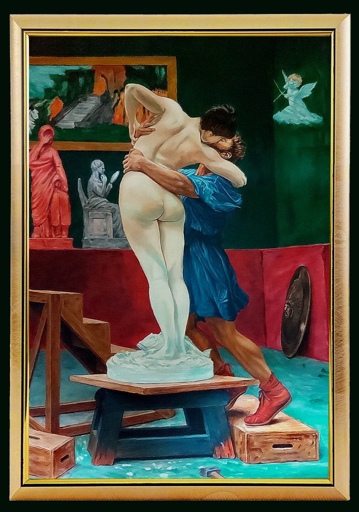 Pygmalion et Galatée - Peinture, Portrait ou Personnes, Peinture acrylique, Daté, Enlèvement