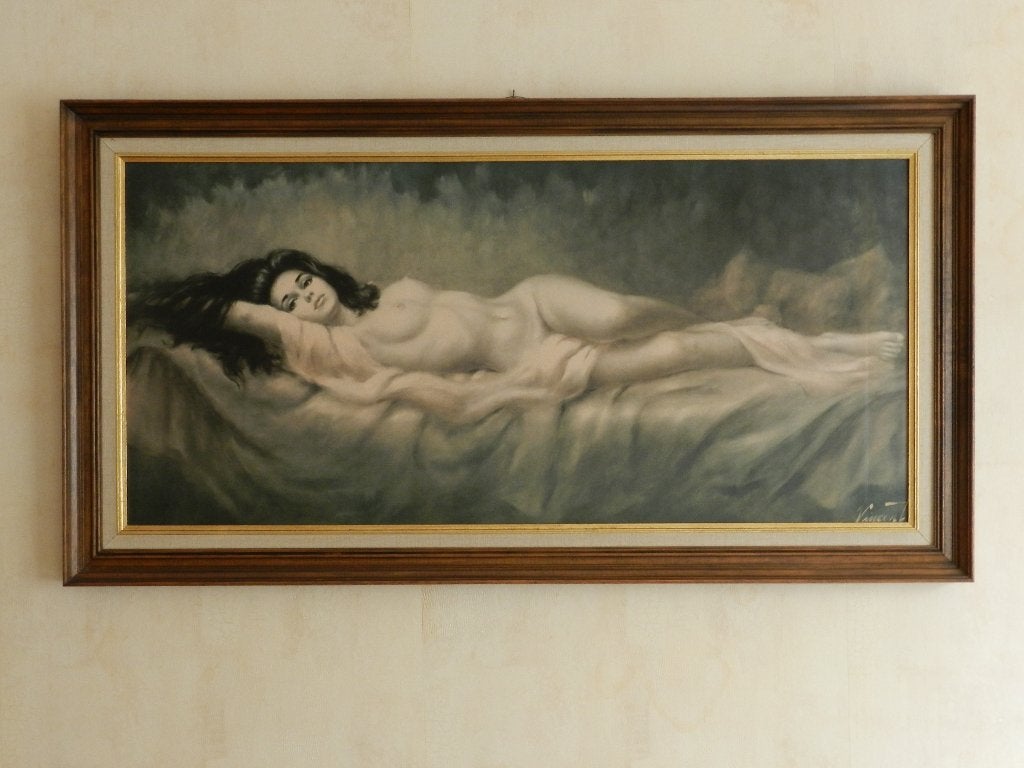 tableau, Antiquités & Art, Portrait ou Personnes, Panneau, Enlèvement, Encadré