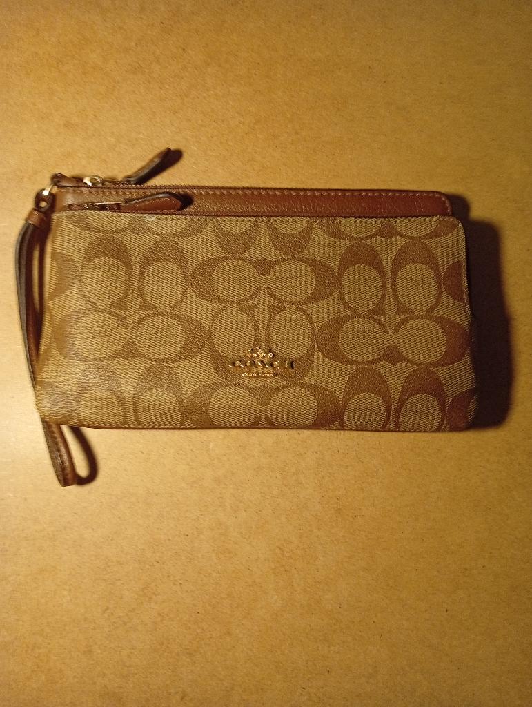 Pochette Portefeuille Double Zip COACH New York, Enlèvement, Cuir