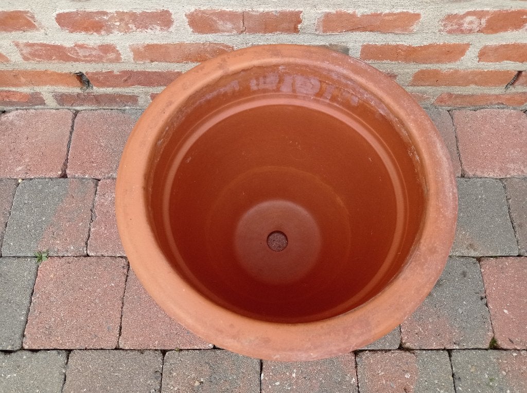 Mooie terracotta bloempot, Rond, Zo goed als nieuw, Minder dan 40 cm, Terracotta