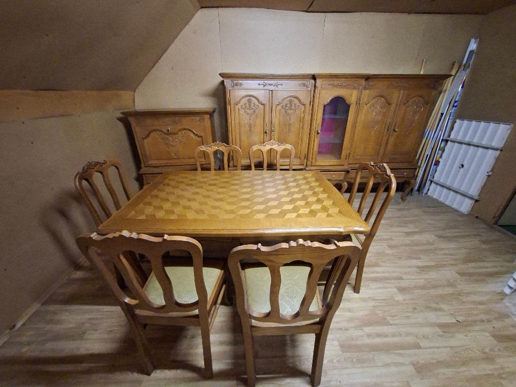 eetplaats met barkast tafel stoelen dressoir, Enlèvement, Comme neuf, 4 à 6 chaises