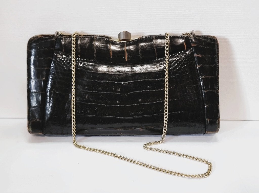 Sac à bandoulière/sac à main en cuir de crocodile., Enlèvement ou Envoi, Utilisé, Sac à main