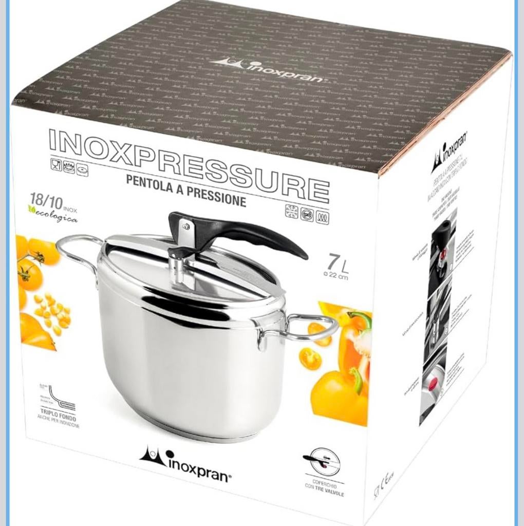 Inoxpran Snelkookpan 7L – NIEUW – 18/10 RVS, Huis en Inrichting, Keuken | Potten en Pannen, Ophalen, Zo goed als nieuw