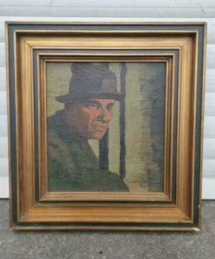 huile sur panneau homme monograme fernand scouflaire, Antiquités & Art, Art | Peinture | Classique, Enlèvement ou Envoi, Panneau