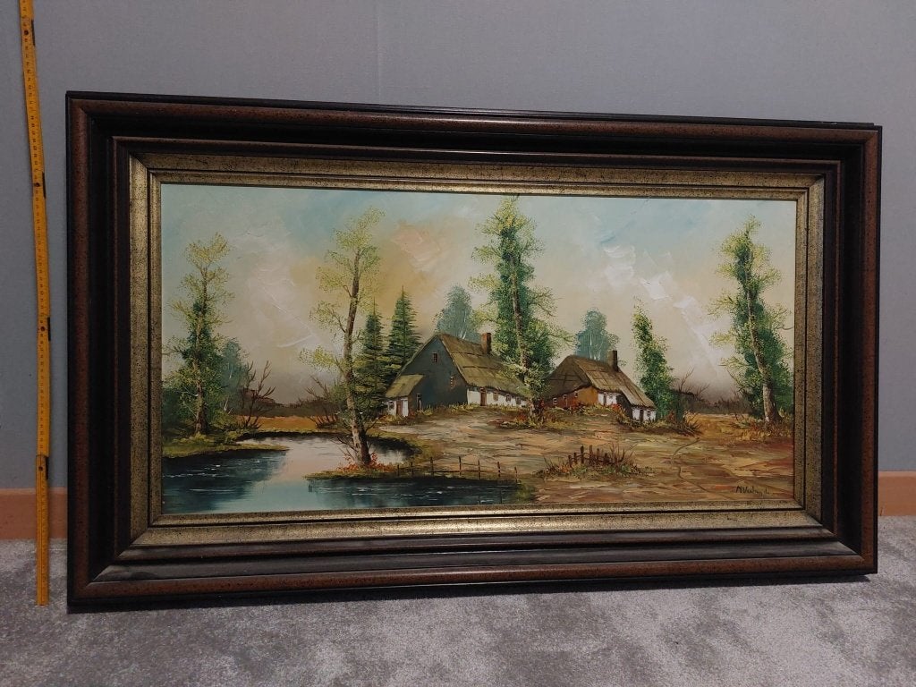 Peinture à l'huile classique sur toile d'un paysage flamand, Antiquités & Art, Art | Peinture | Classique, Signé, Peinture à l'huile