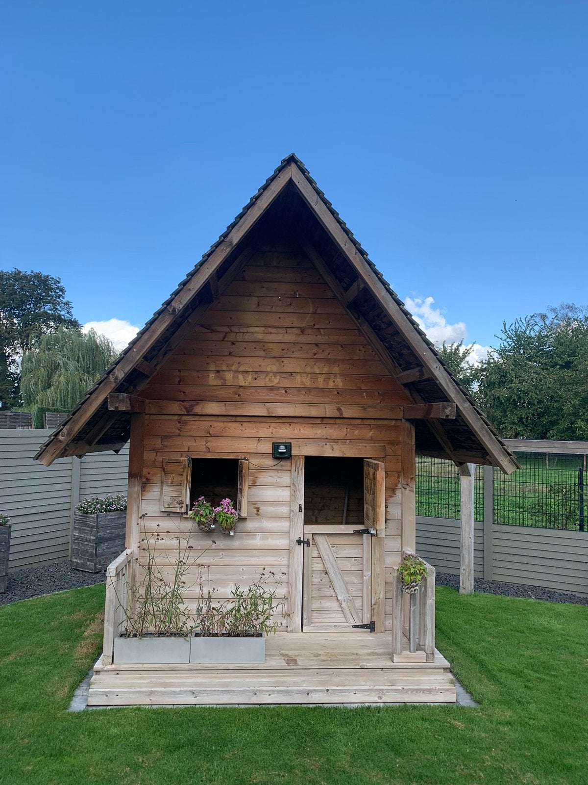 Tuinhuis in hout met overkapping 245x245, Tuin en Terras, Met overkapping, Hout, Ophalen, Minder dan 250 cm