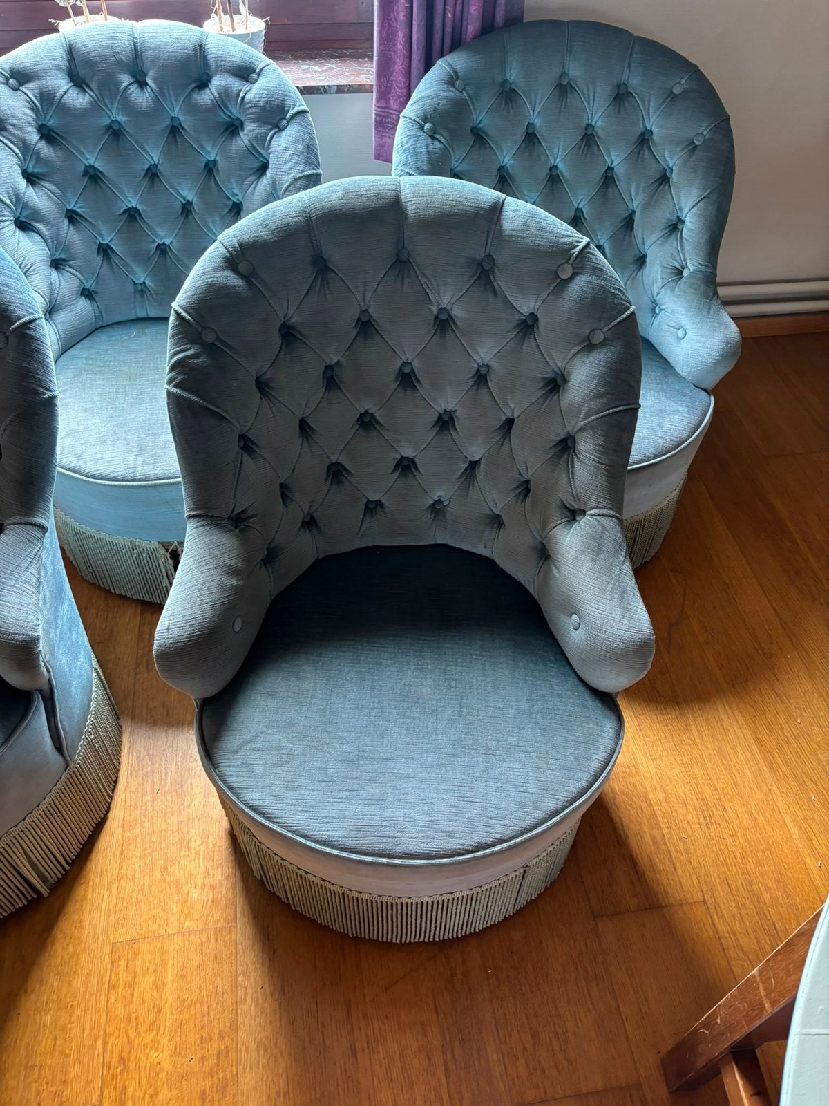 Vintage blauwe zetels, Antiek en Kunst, Ophalen
