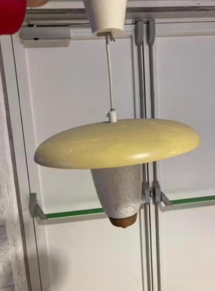 vintage design hanglamp  Louis Kalff, Ophalen, Glas