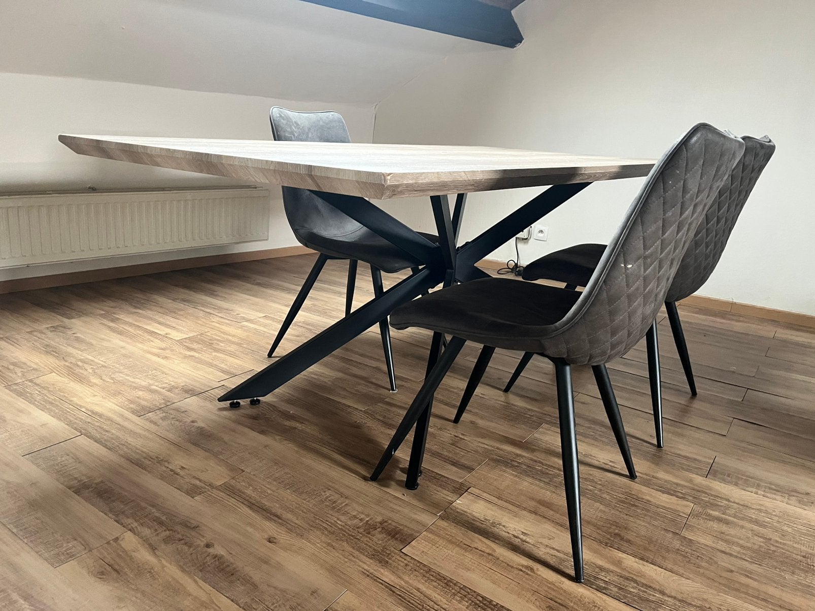 Ensemble Table à Manger (Aspect Bois) + 3 Chaises, Maison & Meubles, Enlèvement, Utilisé