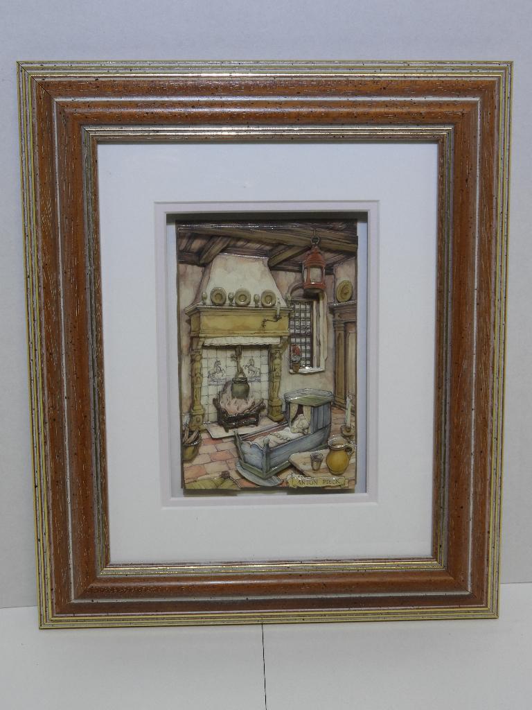 Schilderij in 3D (Decoupage), van Anton Pieck., Minder dan 50 cm, Oorspronkelijke maker, Ophalen of Verzenden, Zo goed als nieuw