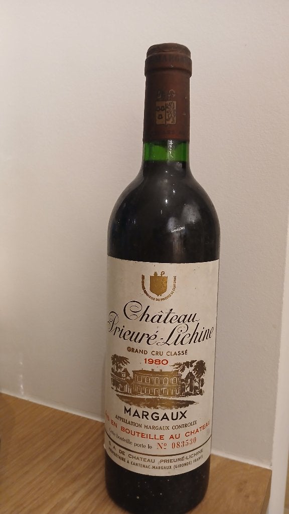 Vin Château Prieuré Lichine 1980 Margaux TTB, Pleine, Comme neuf, Enlèvement, Vin rouge