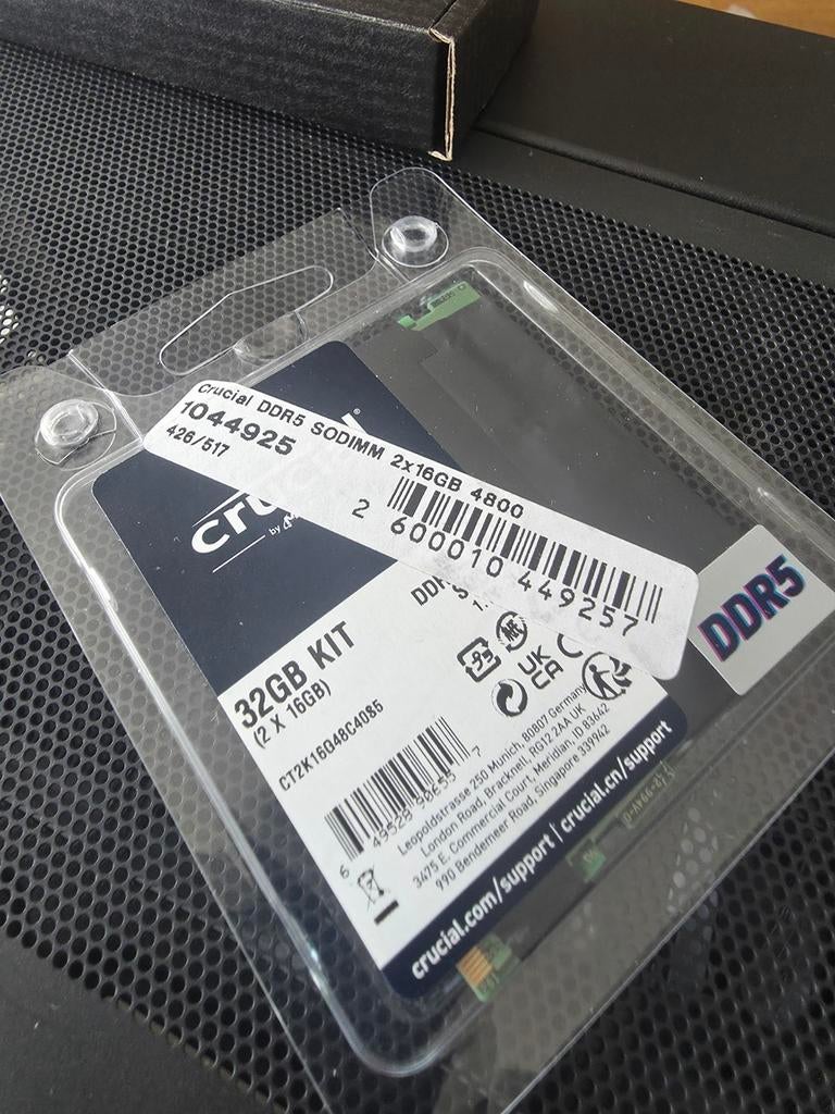 Crucial DDR5 Sodimm 2x16gb 4800mhz, Computers en Software, RAM geheugen, Ophalen of Verzenden, DDR5