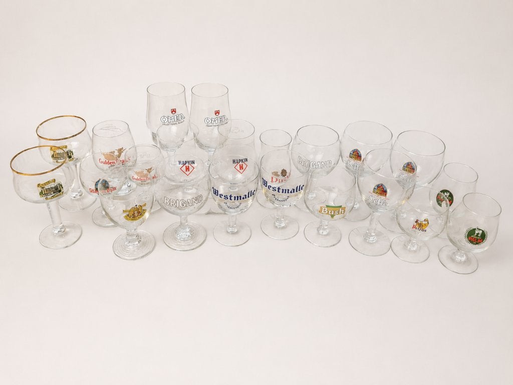 Set van 22 bierglazen (diverse soorten), Verzamelen, Ophalen, Gebruikt, Bierglas