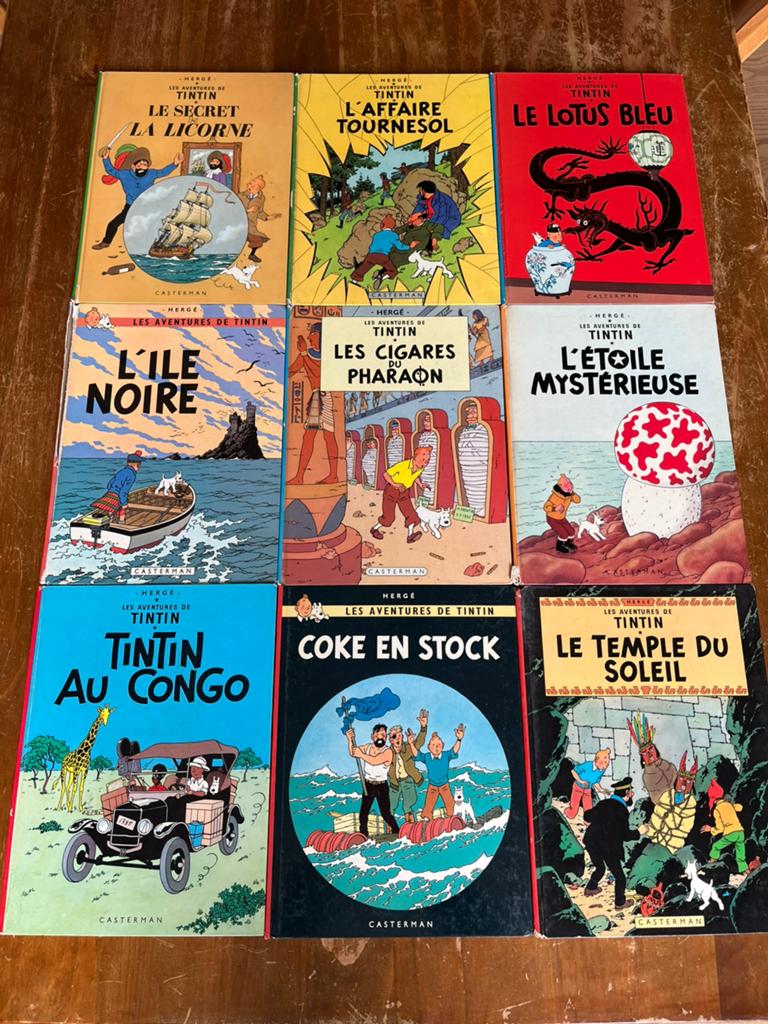 Lot de 9 BD Tintin, Livres, Plusieurs BD, Enlèvement, Utilisé