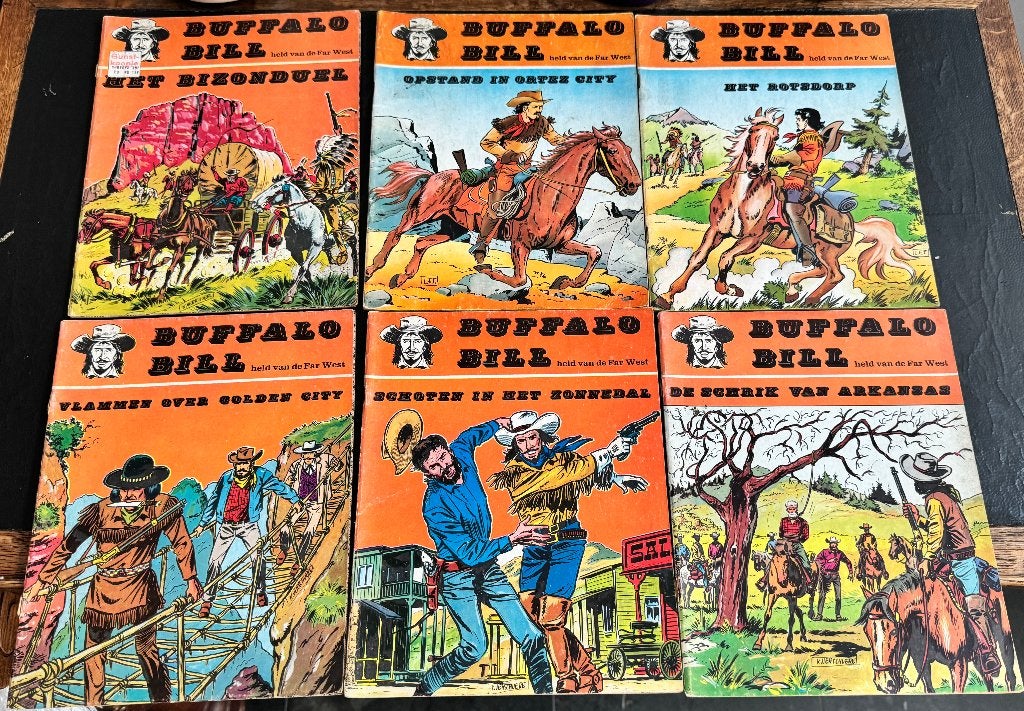 Buffalo Bill -6 albums 1967– Uitgeverij De Goudvink, Schelle, Gelezen, Ophalen of Verzenden, Meerdere stripboeken, Verschuere Karel