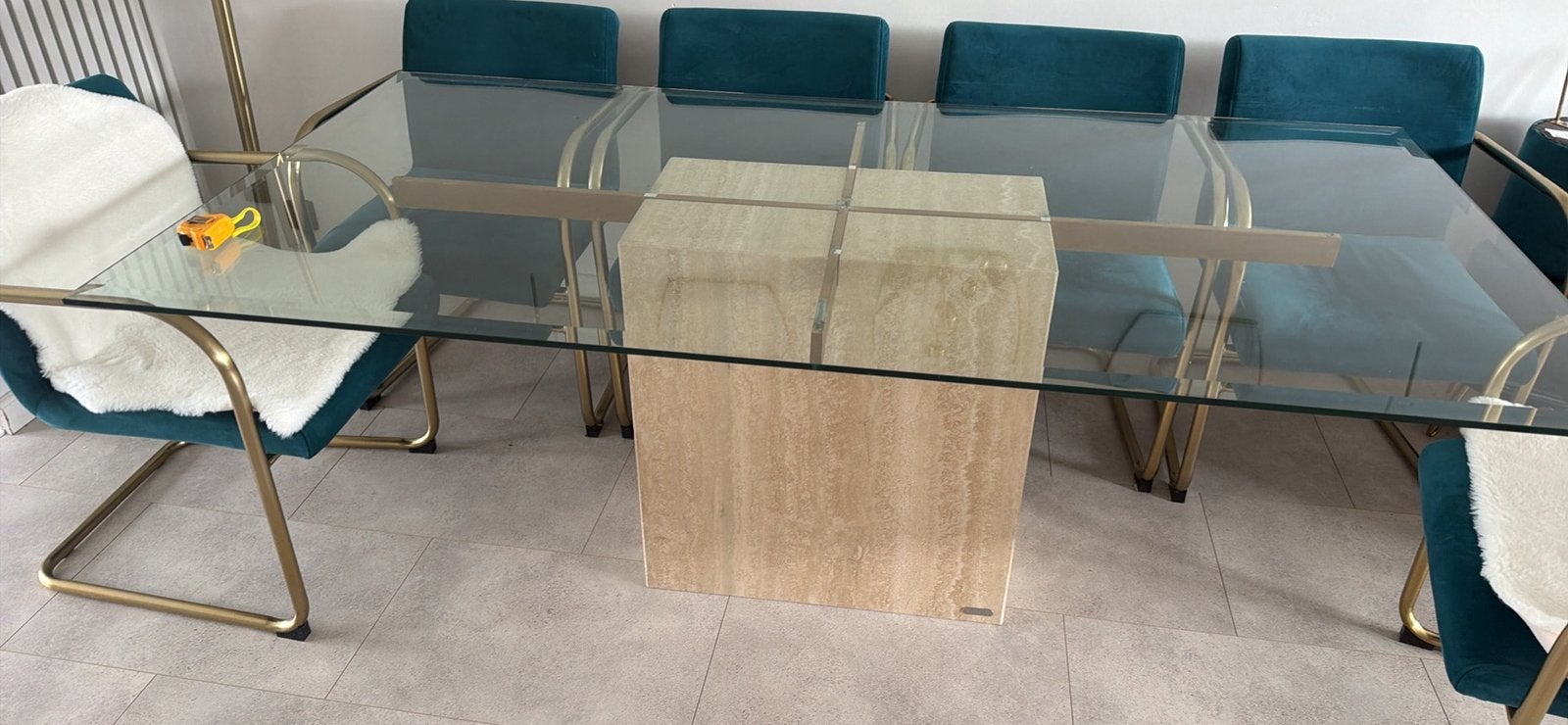 Table avec marbre italien, Maison & Meubles, Enlèvement, Comme neuf
