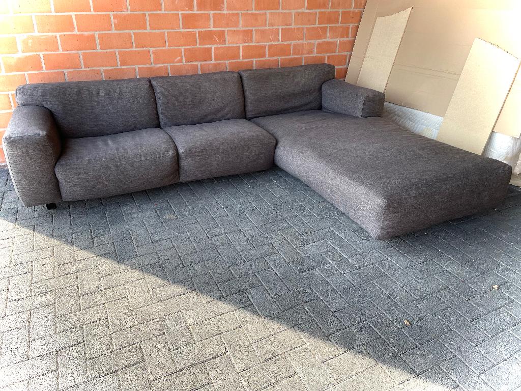 Hoeksalon in stof - longchair - z.g.staat, Ophalen, Gebruikt, Stof