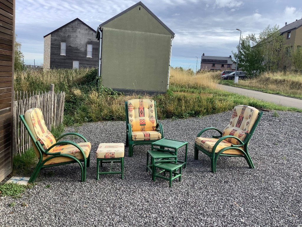 4 fauteuils véranda 2 poufs 1 service de 3 tables gigogne, Maison & Meubles, Meuble véranda, Moins de 75 cm, Osier ou Rotin, Quatre personnes ou plus