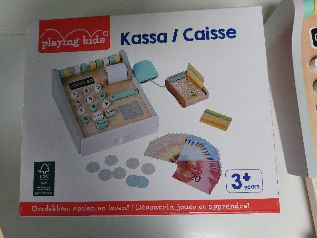 Houten speelgoedkassa met accessoires, Ophalen, Nieuw
