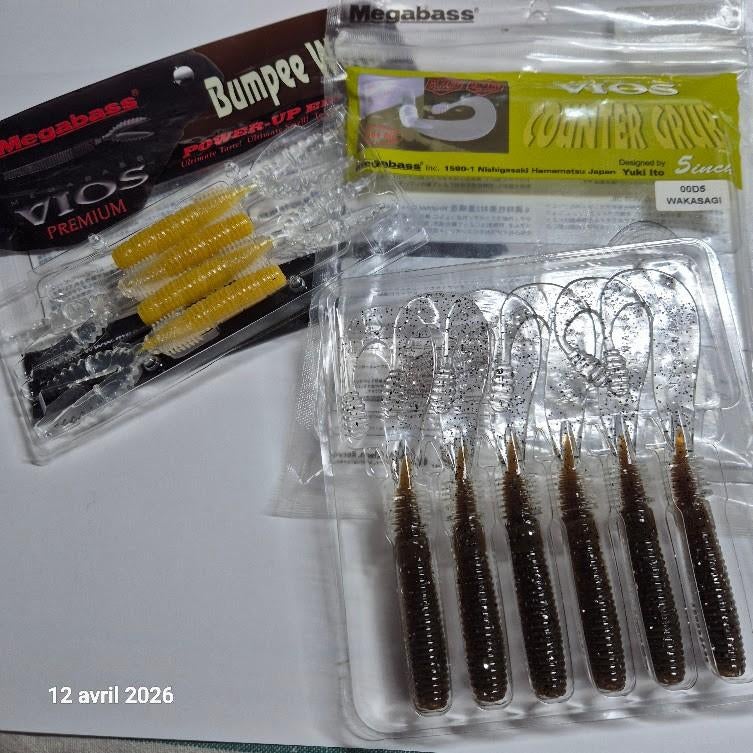 Lot 10 Leurres Souples MEGABASS,  vios et leurre baby, Verzenden, Nieuw, Dobber of Lood