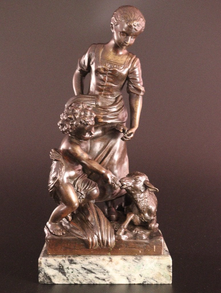 Sculpture ancienne en bronze, Enlèvement ou Envoi, Patiné, Statue