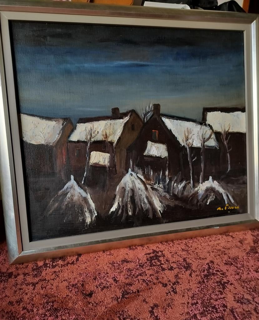 Gabriel De Pauw - vue nocturne d'hiver, Antiquités & Art, Art | Peinture | Classique, Enlèvement